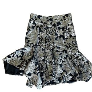 Mia Joy Sequin Handkerchief Hem Formal Holiday Skirt Girls Size 12 Black & Gold